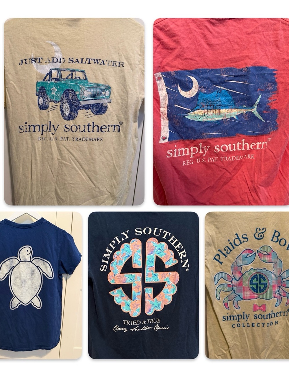 Simply Southern Short Sleeve Graphic Tees - Blue, Navy, Red, Cream, Tan